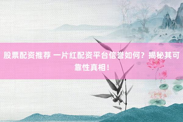 股票配資推薦 一片紅配資平臺信譽(yù)如何？揭秘其可靠性真相！