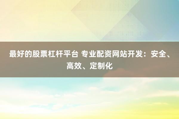 最好的股票杠桿平臺 專業(yè)配資網(wǎng)站開發(fā)：安全、高效、定制化
