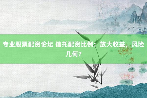 專業(yè)股票配資論壇 信托配資比例：放大收益，風險幾何？