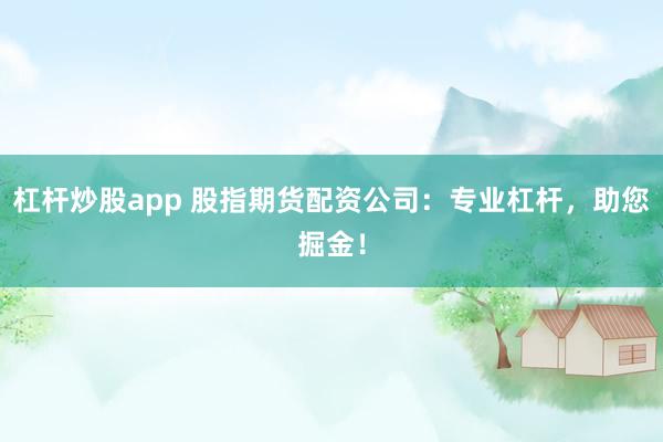 杠桿炒股app 股指期貨配資公司：專業(yè)杠桿，助您掘金！